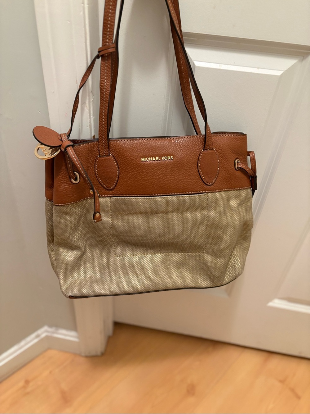 Michael Kors Marina Tan and Beige Tote Bag